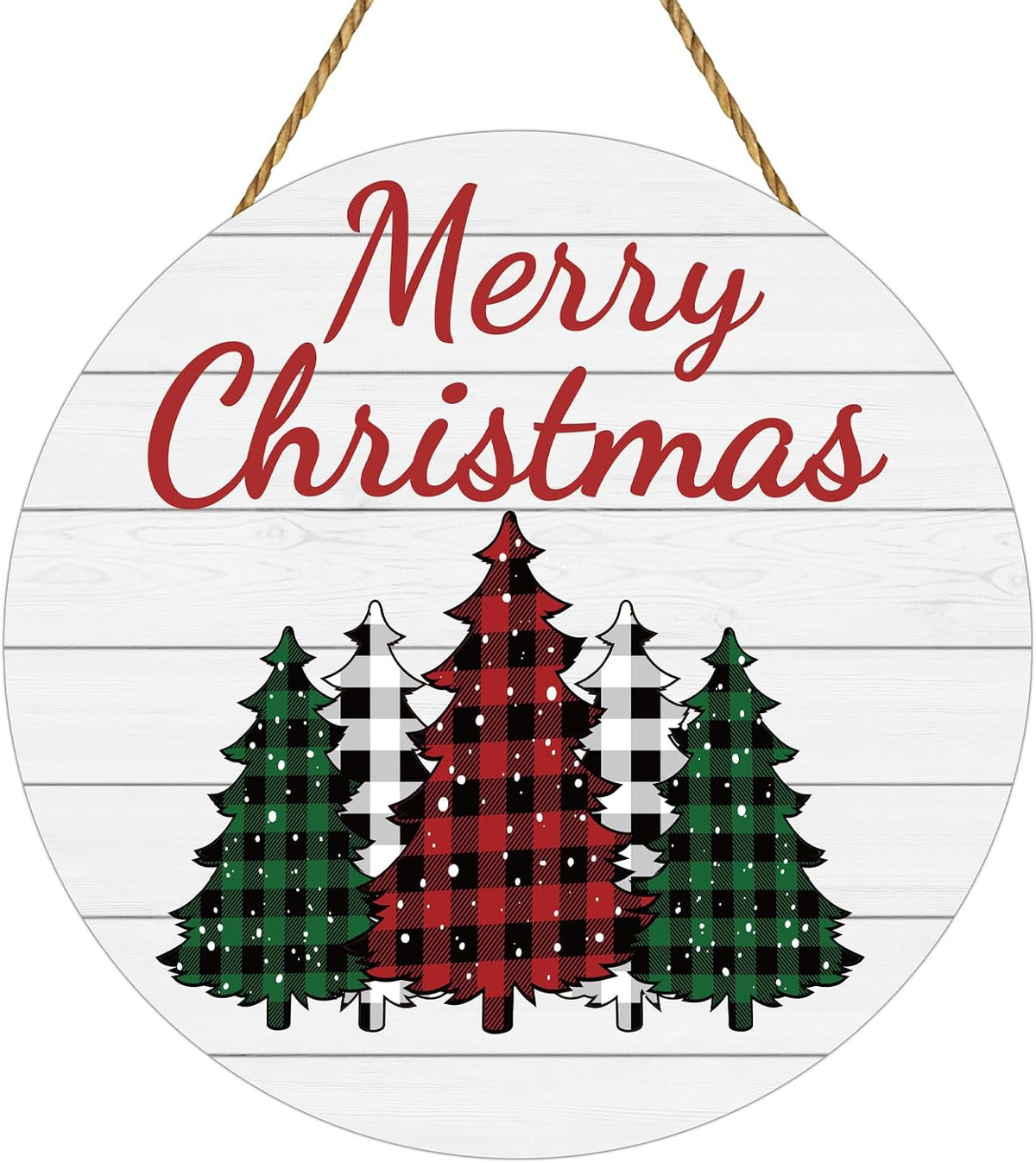 Décoration de porte de Noël – Sapins à carreaux — couverture