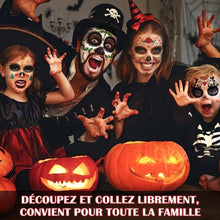 Day of the Dead Face Tattoos Makeup Kit, Sugar Skull Face Paint for Halloween Party Cosplay, 10 PCS Realistic Halloween Temporary Face Stickers for Adults Kids, Dia De Los Muertos Catrina Makeup