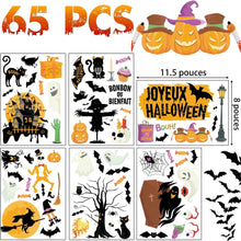 Halloween Window Clings Decor for Halloween Decorations, 6 Sheets Double Side Crows Bats Spiders Ghost Window Stickers Removable Glass Decals for Party Decorations Indoortions