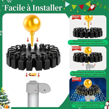 Christmas Tree Flag Pole Mega Topper Light Hook, Plastic Flagpole Tree Topper with 20 Hooks, Outdoor Telescoping Flagpole Christmas Light Hanger Kit for Hanging Light Strings