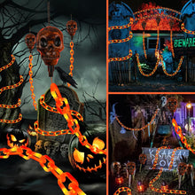 Halloween Decorations Outdoor Solar Skull Chain Lights,Light up Scary Skull with Orange Props Chain,For Skeleton Dog,8 Modes Lighted Halloween String Lights for Yard/Patio,Creepy Party Decor