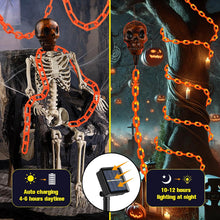 Halloween Decorations Outdoor Solar Skull Chain Lights,Light up Scary Skull with Orange Props Chain,For Skeleton Dog,8 Modes Lighted Halloween String Lights for Yard/Patio,Creepy Party Decor