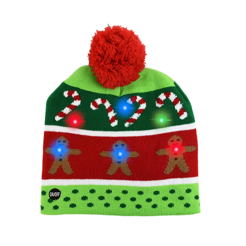 Bonnet de Noël en maille lumineux à LED — couverture