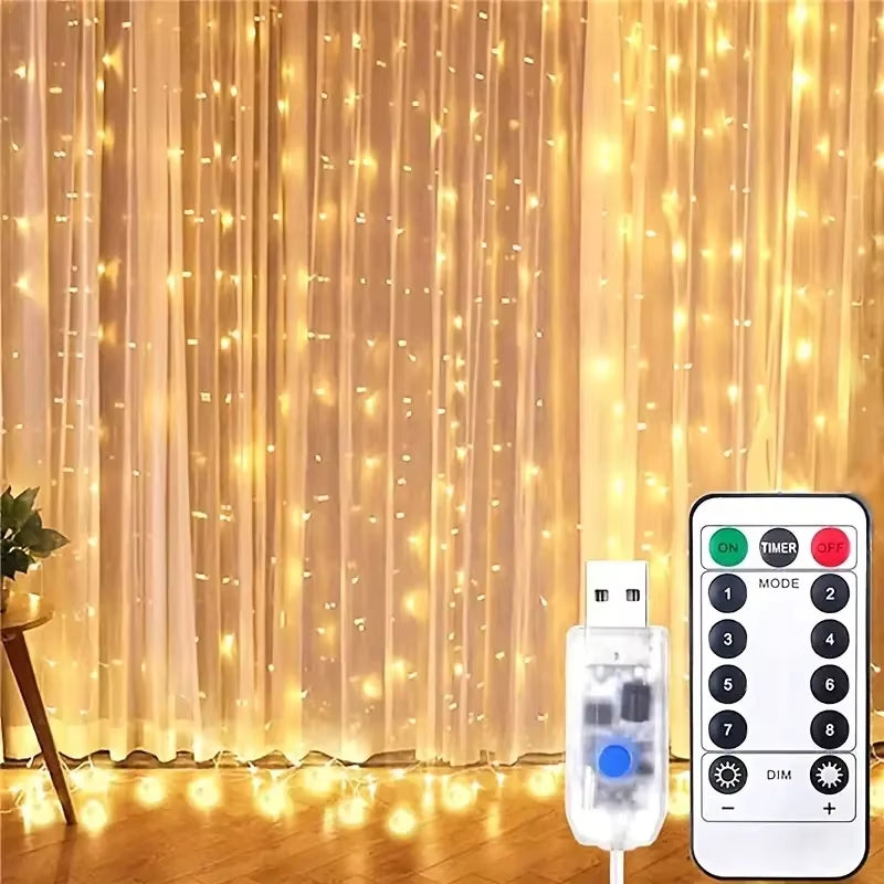 Rideau lumineux LED USB pour Noël et fêtes — couverture