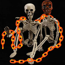 Halloween Decorations Outdoor Solar Skull Chain Lights,Light up Scary Skull with Orange Props Chain,For Skeleton Dog,8 Modes Lighted Halloween String Lights for Yard/Patio,Creepy Party Decor