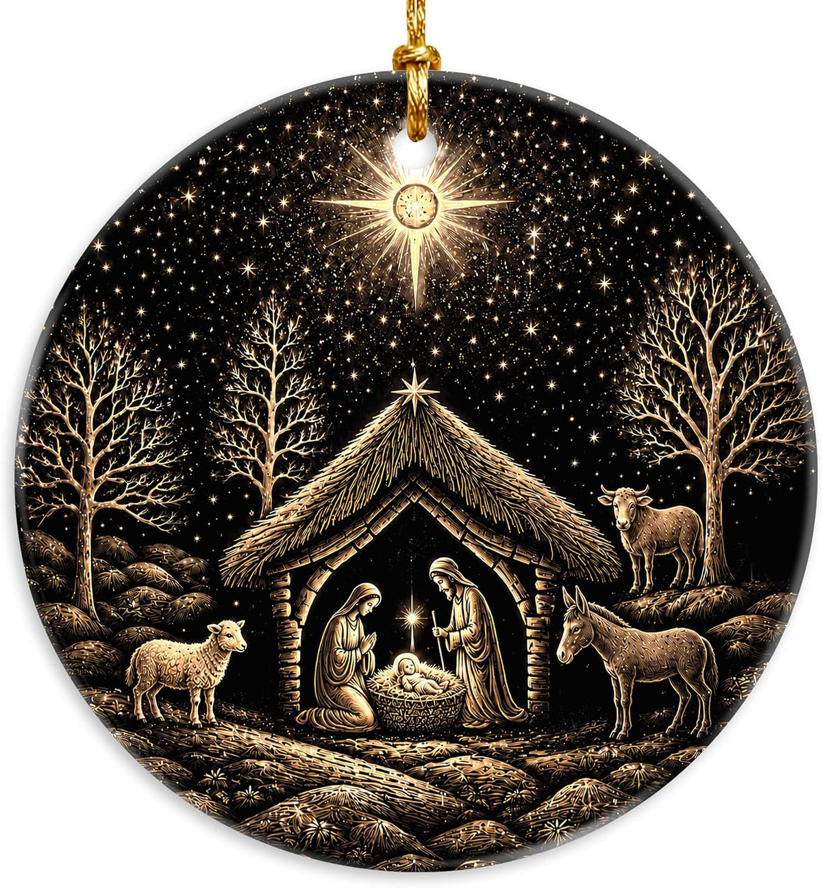 Suspension de Noël en céramique – Scène de la Nativité — couverture