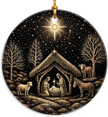 Nativity Scene Christmas Ornament 2026 - Holy Family Starry Night Ceramic Hanging Keepsake - Christian Religious for Mom, Grandma, Daughter, Sister, Friend, Faith Lover