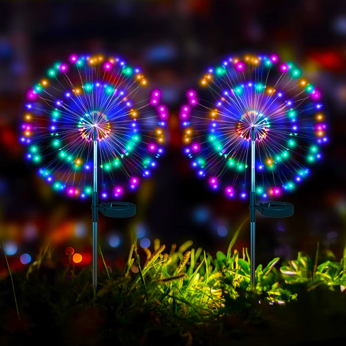 Lampe solaire de jardin LED – Effet feu d’artifice — couverture