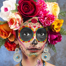 Day of the Dead Face Tattoos Makeup Kit, Sugar Skull Face Paint for Halloween Party Cosplay, 10 PCS Realistic Halloween Temporary Face Stickers for Adults Kids, Dia De Los Muertos Catrina Makeup