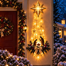 Décoration murale de Noël lumineuse — étoile de Bethléem et crèche