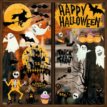 Halloween Window Clings Decor for Halloween Decorations, 6 Sheets Double Side Crows Bats Spiders Ghost Window Stickers Removable Glass Decals for Party Decorations Indoortions