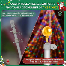 Christmas Tree Flag Pole Mega Topper Light Hook, Plastic Flagpole Tree Topper with 20 Hooks, Outdoor Telescoping Flagpole Christmas Light Hanger Kit for Hanging Light Strings
