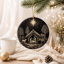 Nativity Scene Christmas Ornament 2026 - Holy Family Starry Night Ceramic Hanging Keepsake - Christian Religious for Mom, Grandma, Daughter, Sister, Friend, Faith Lover