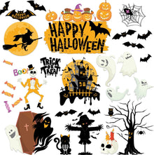 Halloween Window Clings Decor for Halloween Decorations, 6 Sheets Double Side Crows Bats Spiders Ghost Window Stickers Removable Glass Decals for Party Decorations Indoortions