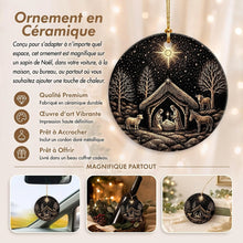 Nativity Scene Christmas Ornament 2026 - Holy Family Starry Night Ceramic Hanging Keepsake - Christian Religious for Mom, Grandma, Daughter, Sister, Friend, Faith Lover