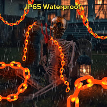 Halloween Decorations Outdoor Solar Skull Chain Lights,Light up Scary Skull with Orange Props Chain,For Skeleton Dog,8 Modes Lighted Halloween String Lights for Yard/Patio,Creepy Party Decor