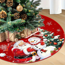 VIKAMA Red Christmas Theme Christmas Tree Skirt Snowflake Santa Print Christmas Tree Skirt Cushion Christmas Decoration