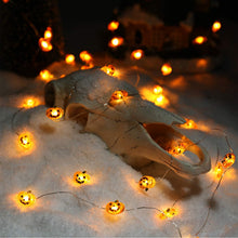 Orange Pumpkin Halloween Lights Outdoor, 40 LED 13.12 Ft Battery