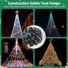 Christmas Tree Flag Pole Mega Topper Light Hook, Plastic Flagpole Tree Topper with 20 Hooks, Outdoor Telescoping Flagpole Christmas Light Hanger Kit for Hanging Light Strings