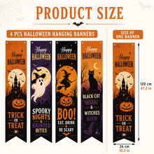 Halloween Decorations - 4 PCS Vertical Happy Halloween Hanging Banners