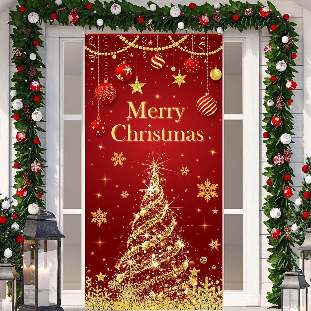 Christmas Tree Door Cover Christmas Door Decorations Christmas Door Banner Front Door Christmas Decorations Christmas Proch Sign for Christmas Holiday Decorations